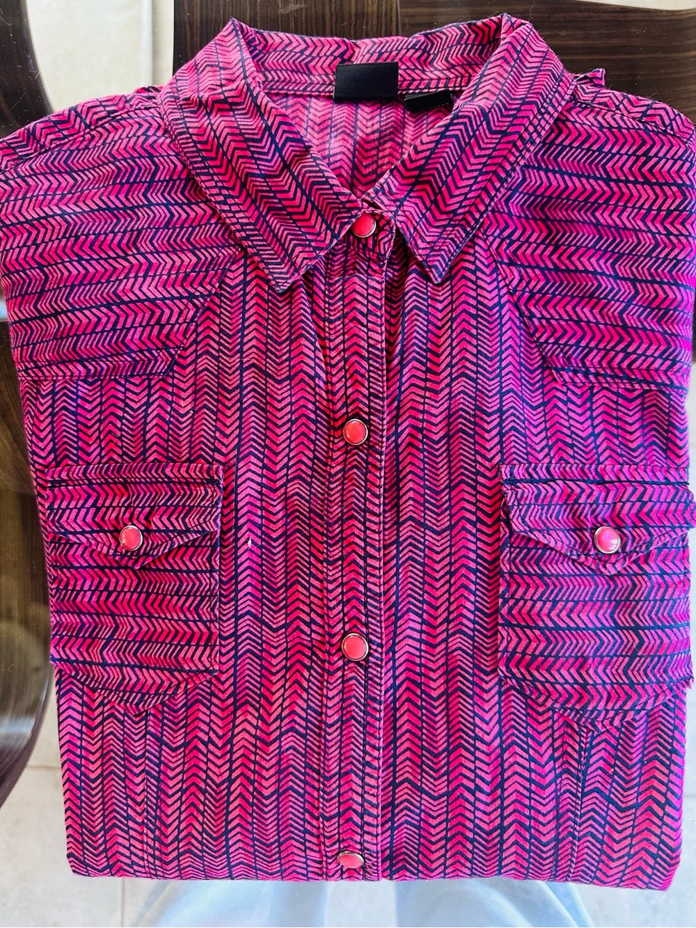Red Chevron Button-Up Shirt